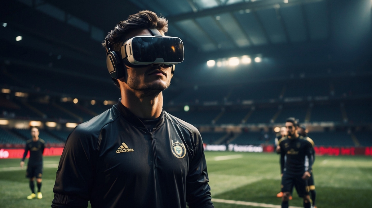 Abbildung 1: Virtual-Reality-Training eines Fußballspielers (KI-generiert).